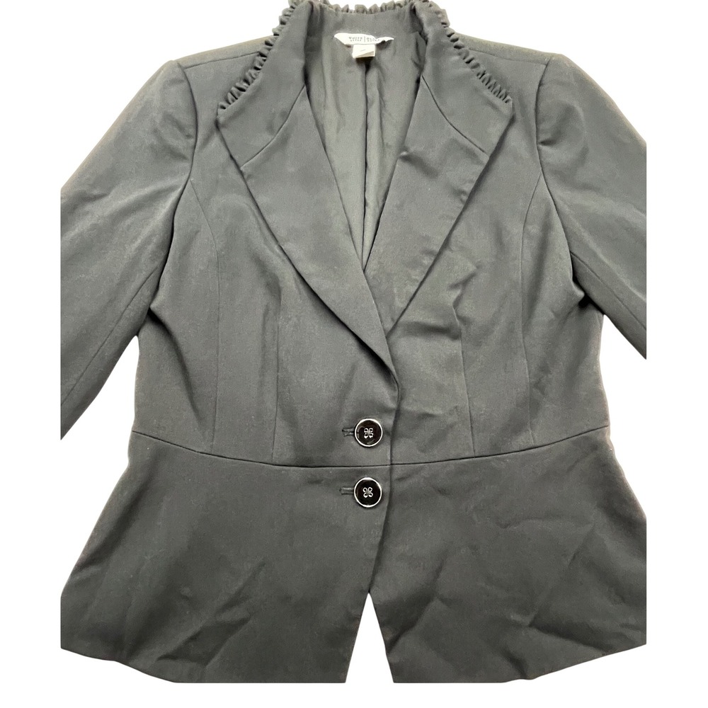 White House Black Market Black Ruffle Trim Peplum Blazer Jacket 6 570280764